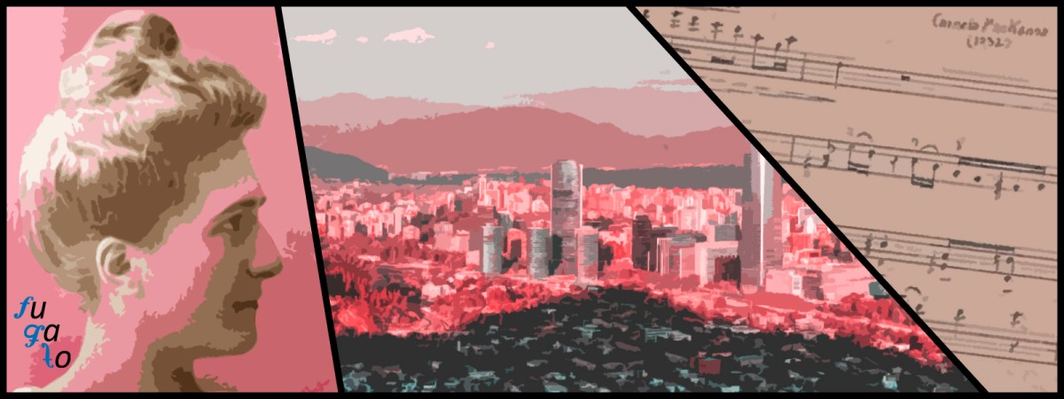 Carmela Mackenna, Santiago de Chile y partitura de “Serenade”, de Mackenna.