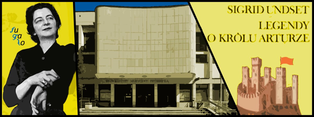 Grażyna Bacewicz, sede actual del Conservatorio de Varsovia y portada de un libro de Sigrid Undset sobre leyendas artúricas.